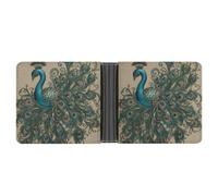 FekiLoot Peacock Pattern Leather Wallet Mens Bifold Wallets Travel Cash Credit Card Holder Womens Minimalist Purse