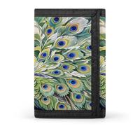 FekiLoot Peacock Watercolor Painting Men's Wallet Extra Capacity Trifold Wallet Thin & Stylish Trifold Card Holder with ID Window
