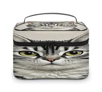 FekiLoot Pencil Style Cat Makeup Bag Large Capacity Travel Cosmetic Bag Lightweight Hand-held Toiletry Bags Portable Cosmetic Pouch Cute Make Up Pouch for Women