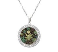 FekiLoot Pendant A Puff In Time Weed Marijuana Necklace for Men Women Personalized Picture Diamond Circle Necklace Pendant Jewelry with Picture with 19.7 Inch Chain Gift for Valentine's Day, One Size