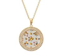 FekiLoot Pendant Chicken Pattern Necklace for Men Women Personalized Picture Diamond Circle Necklace Pendant Jewelry with Picture with 19.7 Inch Chain Gift for Valentine's Day, One Size, Titanium
