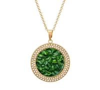 FekiLoot Pendant Green Leaves Wall Necklace for Men Women Personalized Picture Diamond Circle Necklace Pendant Jewelry with Picture with 19.7 Inch Chain Gift for Valentine's Day, One Size, Titanium