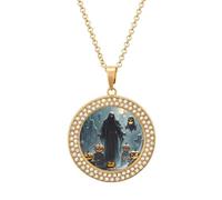 FekiLoot Pendant Grim Reaper Necklace for Men Women Personalized Picture Diamond Circle Necklace Pendant Jewelry with Picture with 19.7 Inch Chain Gift for Valentine's Day, One Size, Titanium Steel