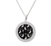 FekiLoot Pendant Halloween Goth Necklace for Men Women Personalized Picture Diamond Circle Necklace Pendant Jewelry with Picture with 19.7 Inch Chain Gift for Valentine's Day, One Size, Titanium Steel