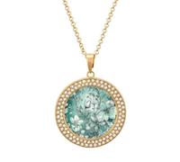 FekiLoot Pendant Mint Green Floral Necklace for Men Women Personalized Picture Diamond Circle Necklace Pendant Jewelry with Picture with 19.7 Inch Chain Gift for Valentine's Day, One Size, Titanium