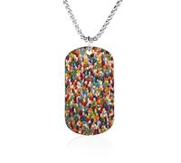 FekiLoot Pendant Necklace for Women Men Assorted Jelly Beans 23.6" Chain Titanium Steel Memorial Picture Couple Necklaces Personalized Pendants Elegant Hip Hop Jewelry Keepsake Valentine's Day Gift