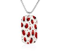 FekiLoot Pendant Necklace for Women Men Red Ladybug 23.6" Chain Titanium Steel Memorial Picture Couple Necklaces Personalized Pendants Elegant Hip Hop Jewelry Keepsake Valentine's Day Gift