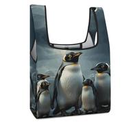 FekiLoot Penguin Family Reusable Grocery Bag Heavy Duty Foldable Shopping Tote Bag Washable Lightweight Tote Bags Waterproof Large Capacity Shopping Bags Compact Market Essential