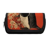 FekiLoot Penguin Holding Flower Pencil Case Office Pencil Box Large Capacity Pencil Box Pouch Holder Double Zipper Pencil Case Use to Organize Desktop And Plan Space Home Office