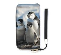 FekiLoot Penguin Parents And Chicks Antarctica Large Long Wallet Large Capacity Zipper Purse Ladies Multi-card Slot Coin Phone Travel Pocket