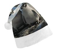 FekiLoot Penguin Parents And Chicks Antarctica Large Santa Hat Comfortable Soft Christmas Hat Reusable Christmas Cap for Adults for Xmas And New Year Holiday Party Supplies