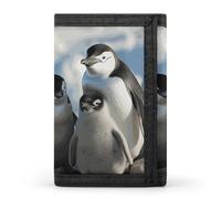 FekiLoot Penguin Parents And Chicks Antarctica Large Wallet Compact Blocking Trifold Wallets with Zipper Minimalist Purse Wallet Credit Card Holder