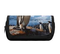 FekiLoot Penguin Print Pencil Case Portable Zipper Large Capacity Pencil Bag Handheld Multi Function Portable Pencil Pouch Organizer for Family Office Supplies