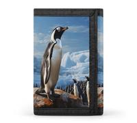 FekiLoot Penguin Print Wallets Exquisite Trifold Wallet Front Pocket Wallet with Zipper Keychain Coin Purse Credit Card Holder for Adult