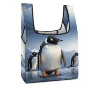 FekiLoot Penguin Reusable Grocery Bag Heavy Duty Foldable Shopping Tote Bag Washable Lightweight Tote Bags Waterproof Large Capacity Shopping Bags Compact Market Essential