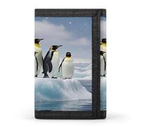 FekiLoot Penguins On The Iceberg Men's Wallet Extra Capacity Trifold Wallet Thin & Stylish Trifold Card Holder with ID Window