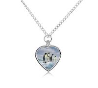 FekiLoot Penguins On The Iceberg Urn Necklace for Ashes Heart Cremation Jewelry Memorial Keepsake Pendant Locket Ash Holder Memory Jewelry for Women Men to Hold Ashes of Loved Ones