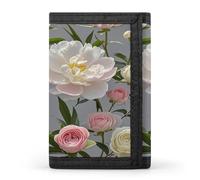 FekiLoot Peony Flowers Rose Men's Wallet Extra Capacity Trifold Wallet Thin & Stylish Trifold Card Holder with ID Window