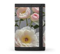 FekiLoot Peony Flowers Rose Trifold Wallet Slim Credit Card Holder Stylish Trifold Billfold Minimalist Front Pocket Friendly Purses