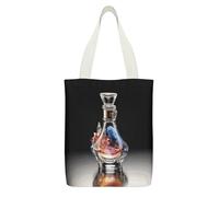FekiLoot Perfume Bottle Tote Bag Fashion Shopping Bag with Inner Pocket Exquisite Canvas Handbag Double Sided Print Shoulder Container Lightweight Reusable Grocery Pocket for Women Cute Shopper Tote
