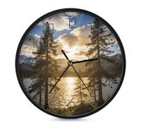 FekiLoot Personalized Gold Falling Between The Trees Round Wall Clock 9.8 Inch Modern Circle Clocks for Living Room Bedroom Kitchen Office Decoration Battery Operated Silent Analog Clock