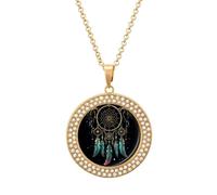 FekiLoot Personalized Picture Necklace - Round Coin Pendant Dark Dream Catcher Necklaces Diamond Accent Necklaces Fashion Charm Jewelry Necklace Custom Photo Pendant for Women & Gifts, One size, Metal