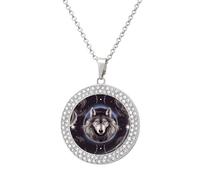 FekiLoot Personalized Picture Necklace - Round Coin Pendant Wolves And Dream Catchers Necklaces Diamond Accent Necklaces Fashion Charm Jewelry Necklace Custom Photo Pendant for Women & Gifts, One size