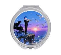 FekiLoot Petal Dance Anime Compact Mirror 1x/2x Magnifying Mirror Travel Makeup Mirrors Cute Pocket Small Mirrors for Women Ideal Gift on Birthday, Christmas, Graduation Round Silver