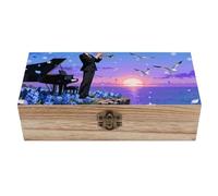 FekiLoot Petal Dance Anime Wooden Storage Box Wooden Keepsake Box with Hinged Lid Vintage Rustic Chest Wood Jewelry Boxes for Jewelry, Photos, Memorabilia, Home Decor And Craft Organization