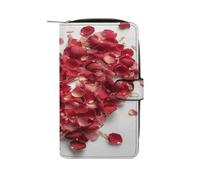 FekiLoot Petals Form Heart Shape Wallet Large Capacity Travel Double Fold Wallets Portable Zipper Leather Purse for Women Men