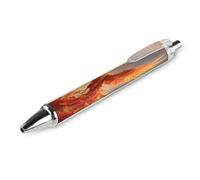 FekiLoot Phoenix Fire Feathers Ballpoint Pens Retractable Ball Point Pens Smooth-Flowing Black Ink 0.5mm Writing Pen Black Ink Pen for Men Women 1 PCS