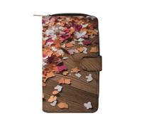 FekiLoot Pieces of Paper on The Ground Wallet Large Capacity Travel Double Fold Wallets Portable Zipper Leather Purse for Women Men