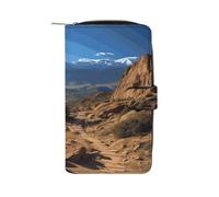 FekiLoot Pikes Peak Colorado Wallet Large Capacity Travel Double Fold Wallets Portable Zipper Leather Purse for Women Men