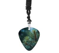 FekiLoot Pine Tree Guitar Pick Necklace Titanium Steel Guitar Bass Picks Pendant Rock Music Lovers Jewelry Custom Personalized Musical Guitarist Necklace for Women Men