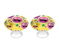 FekiLoot Pink and Yellow Happy Face Cabinet Knobs Kitchen Cabinet Handles Round Closet Handles Stainless Steel Drawer Pulls for Closet Dresser Wardrobe Cupboard Furniture 2 Pack