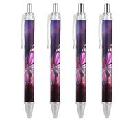 FekiLoot Pink Butterfly Ballpoint Pens Retractable Black Ink Ballpoint Pens 0.5mm Medium Point Smooth Writing Pattern Pen with Super Soft Grip Cute Work Supplies for Men Women 4 PCS