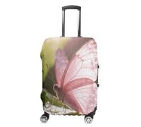 FekiLoot Pink Butterfly Travel Luggage Cover Stretchable Airplane Suitcase Protector Sleeve Universal Washable Fit for 19-32 Inch Checked Baggage,Water Resistant Durable Luggage Protector X-Large