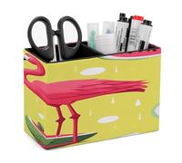 FekiLoot Pink Flamingo And Watermelon Leather Pen Holder for Desk Double Compartments Brush Minimalist PU Leather Pencil Holder Locker Organizer for Work Locker Accessories Pencil Cup for Desk