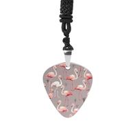 FekiLoot Pink Flamingo Pattern Guitar Pick Necklace Personalized Double Sided Print Guitar Pick with Rope Titanium Steel Guitar Picks Pendant Necklace for Music Lovers Boyfriend Gifts