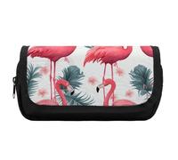FekiLoot Pink Flamingo Pattern Pencil Case Portable Zipper Large Capacity Pencil Bag Handheld Multi Function Portable Pencil Pouch Organizer for Family Office Supplies