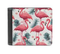 FekiLoot Pink Flamingo Pattern PU Leather Wallet Bifold Wallet Front Pocket Wallets Fashion Purse Slim Billfold Credit Card Holder