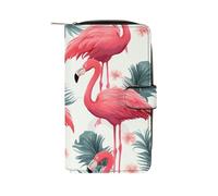 FekiLoot Pink Flamingo Pattern Wallet Large Capacity Travel Double Fold Wallets Portable Zipper Leather Purse for Women Men