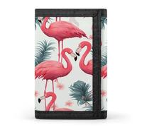 FekiLoot Pink Flamingo Pattern Wallets Exquisite Trifold Wallet Front Pocket Wallet with Zipper Keychain Coin Purse Credit Card Holder for Adult