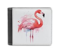 FekiLoot Pink Flamingo Watercolor Leather Wallet Extra Capacity Bifold Wallet Stylish Cash Purse Front Pocket Wallets Credit Card Holder