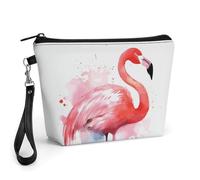 FekiLoot Pink Flamingo Watercolor Makeup Bags Portable Cosmetic Pouch With Drawstring, Leather Cosmetic Daily Beauty Holder, Travel Toiletry Storage Bag For Daily Use And Vacation