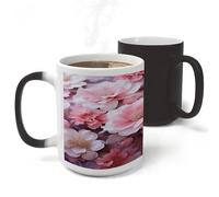 FekiLoot Pink Floral Mug Heat Sensitive Coffee Mugs Colour Changing Magical Coffee Tea Cup Funny Art Mug Sublimation Mugs Novelty Ceramic Cup for Women Men 11oz