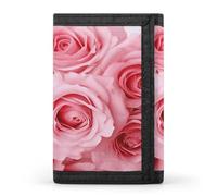FekiLoot Pink Fresh Roses Men's Wallet Extra Capacity Trifold Wallet Thin & Stylish Trifold Card Holder with ID Window