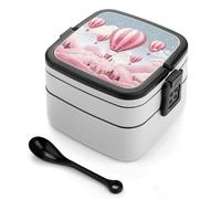 FekiLoot Pink Hot Air Balloon Bento Box Stackable Lunch Box Salad Lunch Container Leak-Proof Bento Box for Adult Dining Out Work Picnic Travel