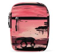 FekiLoot Pink Moon Elephant Crossbody Sling Bag for Women Men Small Sling Bags Adjustable Waterproof Shoulder Bag for Hiking Travel
