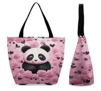FekiLoot Pink Panda Pattern Tote Bag Beach Bag Shopping Bags